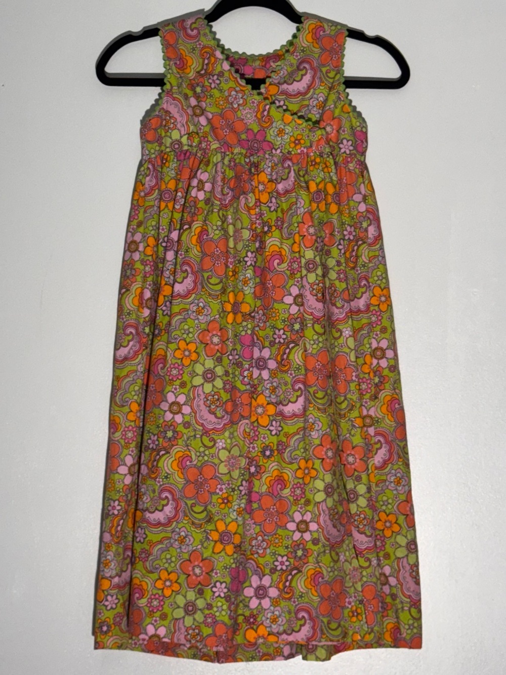 Amanda Remembered Handmade Floral Print Scallop Trim Casual Dress 6X